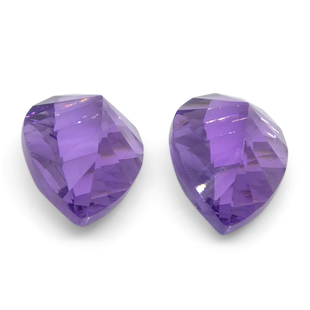 3.25ct Pear Amethyst 'Gloria' Fantasy/Fancy Cut Pair - Skyjems Wholesale Gemstones