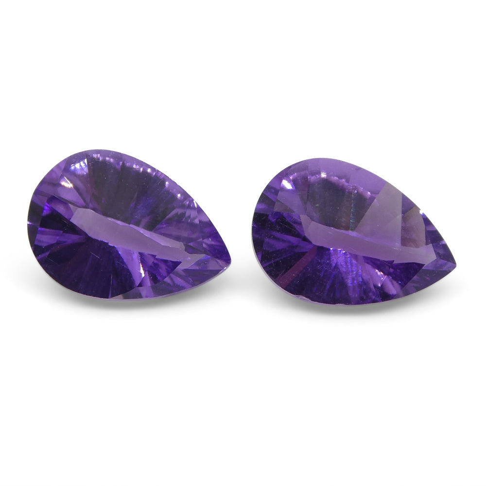 3.25ct Pear Amethyst 'Gloria' Fantasy/Fancy Cut Pair - Skyjems Wholesale Gemstones