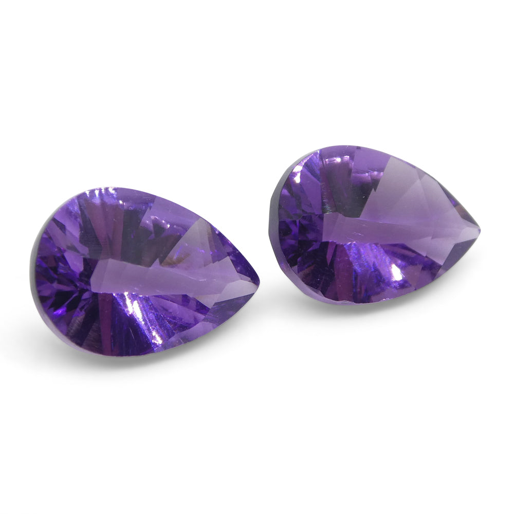 3.25ct Pear Amethyst 'Gloria' Fantasy/Fancy Cut Pair - Skyjems Wholesale Gemstones