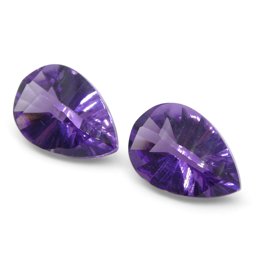 3.25ct Pear Amethyst 'Gloria' Fantasy/Fancy Cut Pair - Skyjems Wholesale Gemstones