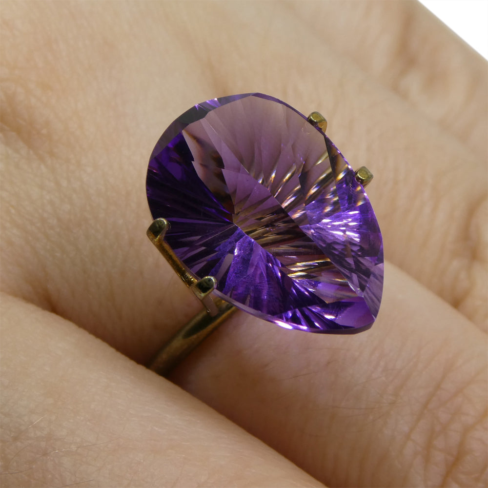 SkyJems 9.50ct Pear Brazilian Purple Amethyst Fantasy Cut Gemstone, Precision Crafted Collector's Gem