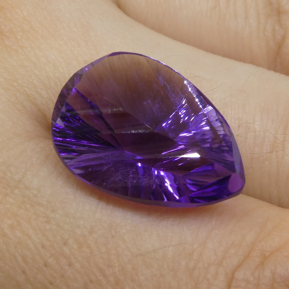 13.30ct Purple Pear Amethyst 'Gloria' Fantasy Cut from Brazil, precision-crafted by SkyJems Canadian gemstone experts