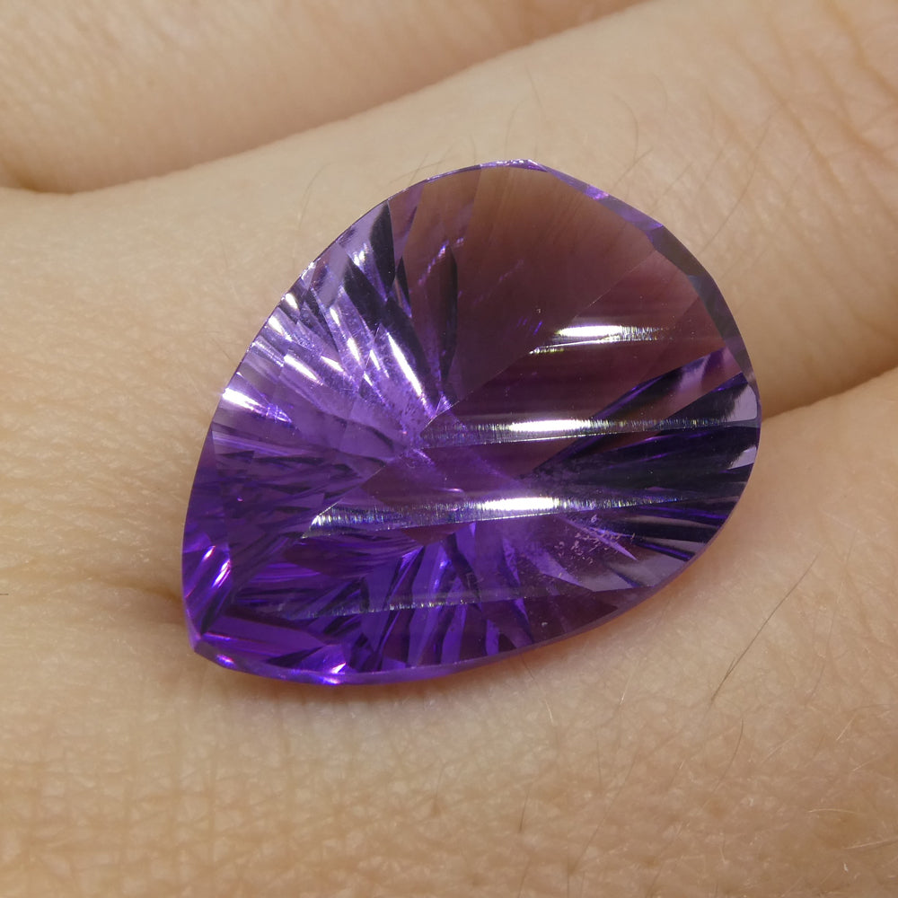 13.30ct Purple Brazilian Pear Amethyst 'Gloria' Fantasy Cut by SkyJems, precision-crafted gemstone