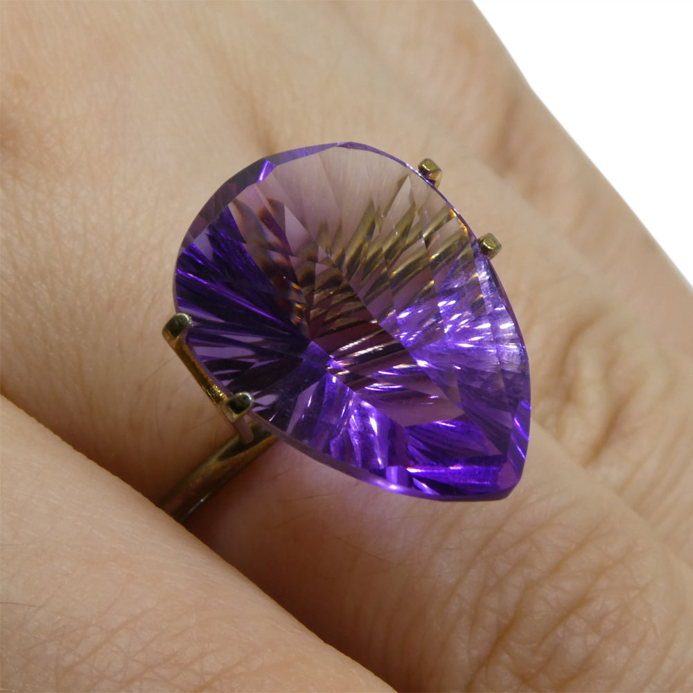 13.30ct Purple Pear Amethyst from Brazil, Fancy Cut Precision Gemstone by SkyJems Canadian Jewelers