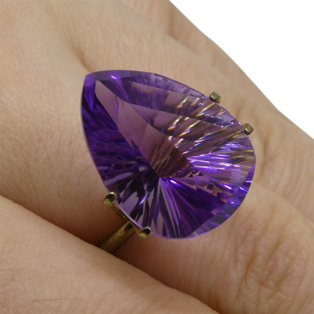 13.30ct Purple Pear Amethyst from Brazil, Fancy Cut Single Stone by SkyJems Canadian Gem Experts