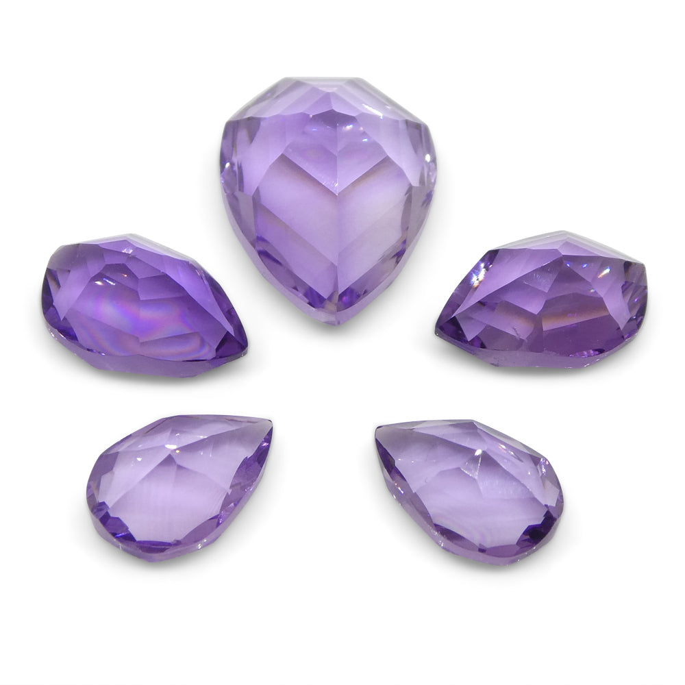 11ct Pear Amethyst 'Bridget' Fantasy/Fancy Cut Set - Skyjems Wholesale Gemstones