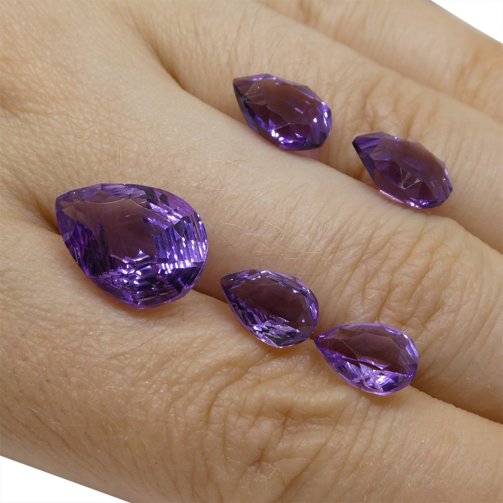 11ct Pear Amethyst 'Bridget' Fantasy/Fancy Cut Set - Skyjems Wholesale Gemstones