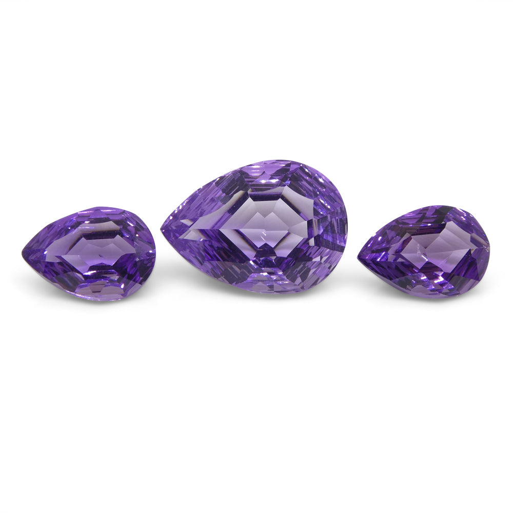 11ct Pear Amethyst 'Bridget' Fantasy/Fancy Cut Set - Skyjems Wholesale Gemstones