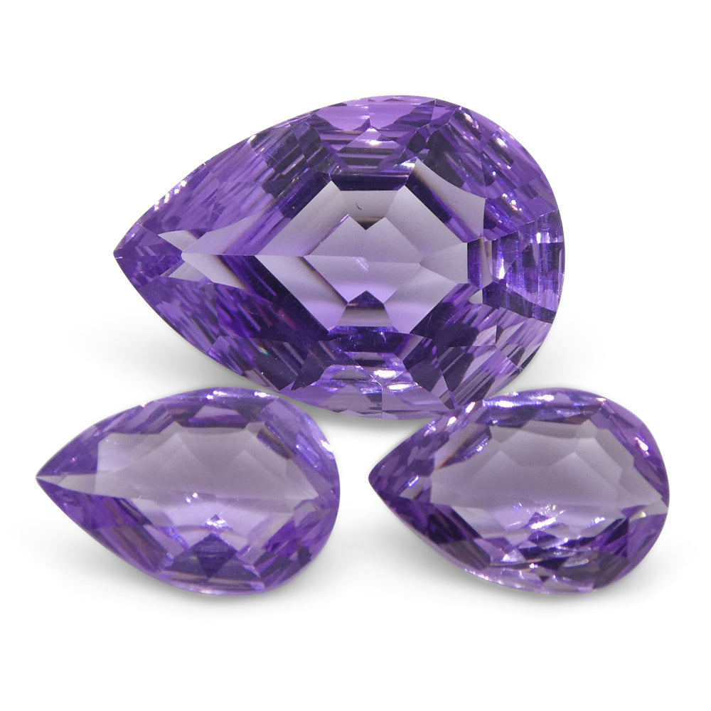 11ct Pear Amethyst 'Bridget' Fantasy/Fancy Cut Set - Skyjems Wholesale Gemstones