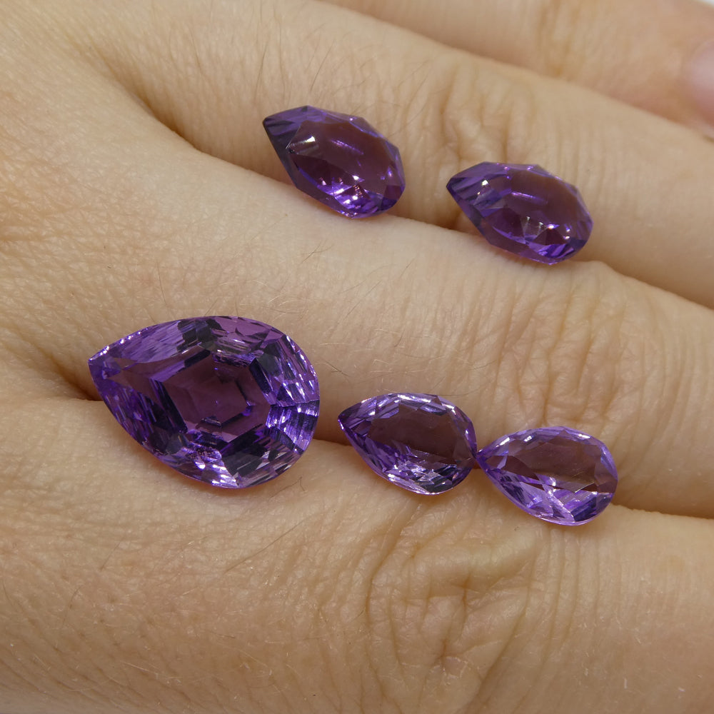 11ct Pear Amethyst 'Bridget' Fantasy/Fancy Cut Set - Skyjems Wholesale Gemstones