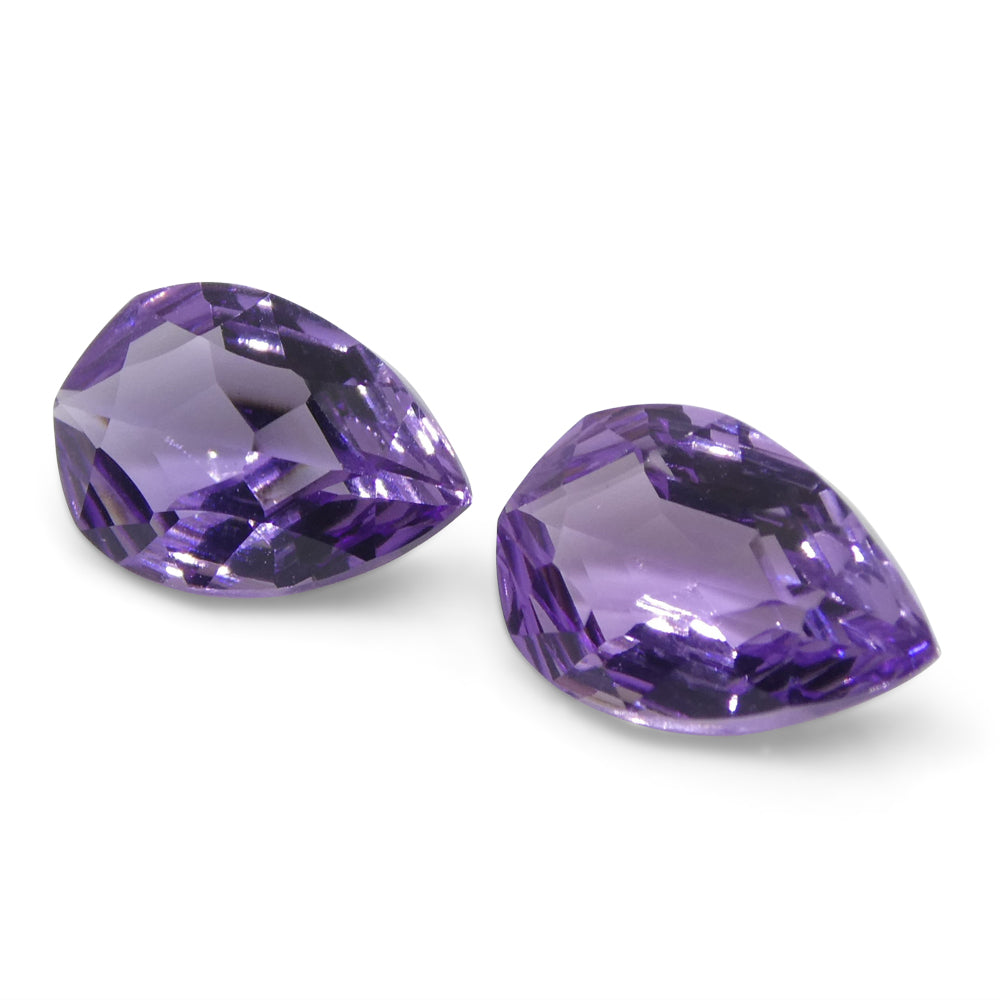 2.30ct Pear Amethyst 'Bridget' Fantasy/Fancy Cut Pair - Skyjems Wholesale Gemstones