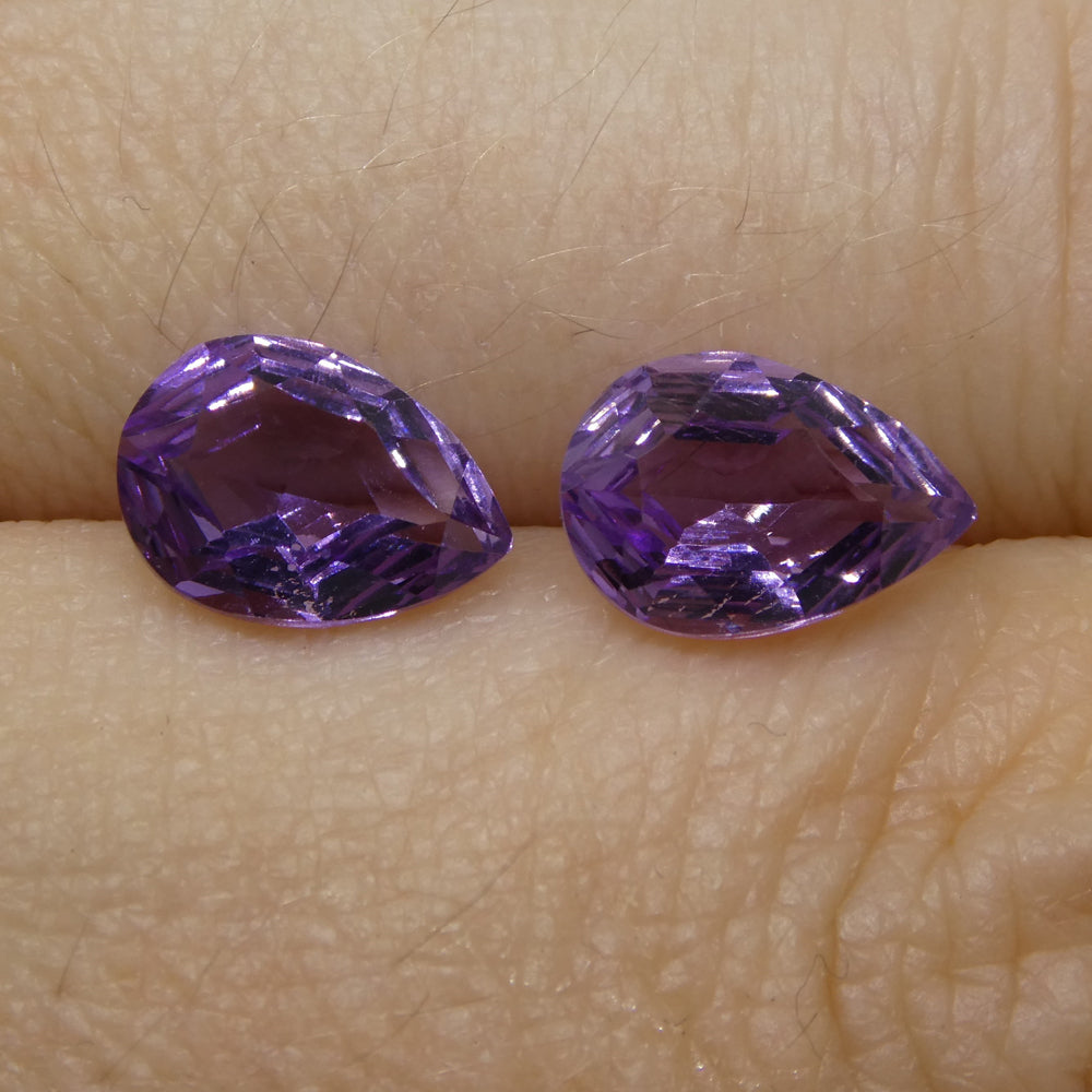 2.30ct Pear Amethyst 'Bridget' Fantasy/Fancy Cut Pair - Skyjems Wholesale Gemstones