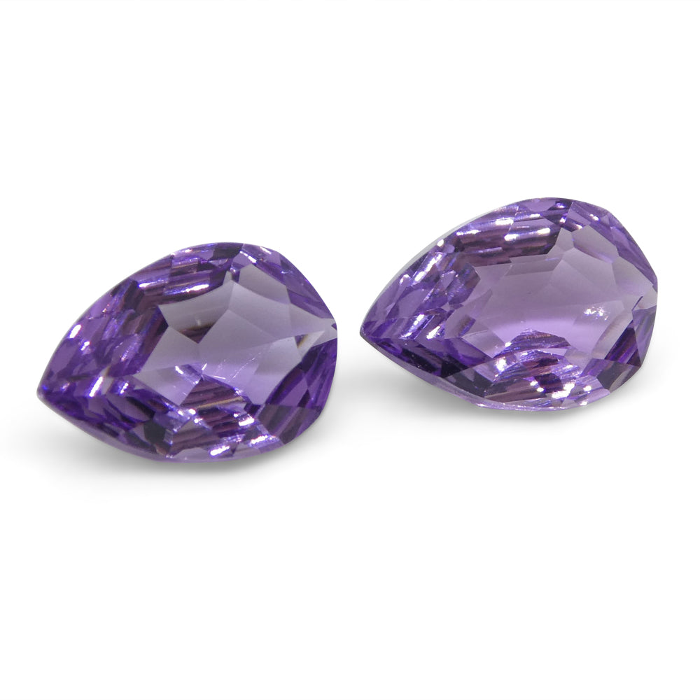 2.30ct Pear Amethyst 'Bridget' Fantasy/Fancy Cut Pair - Skyjems Wholesale Gemstones