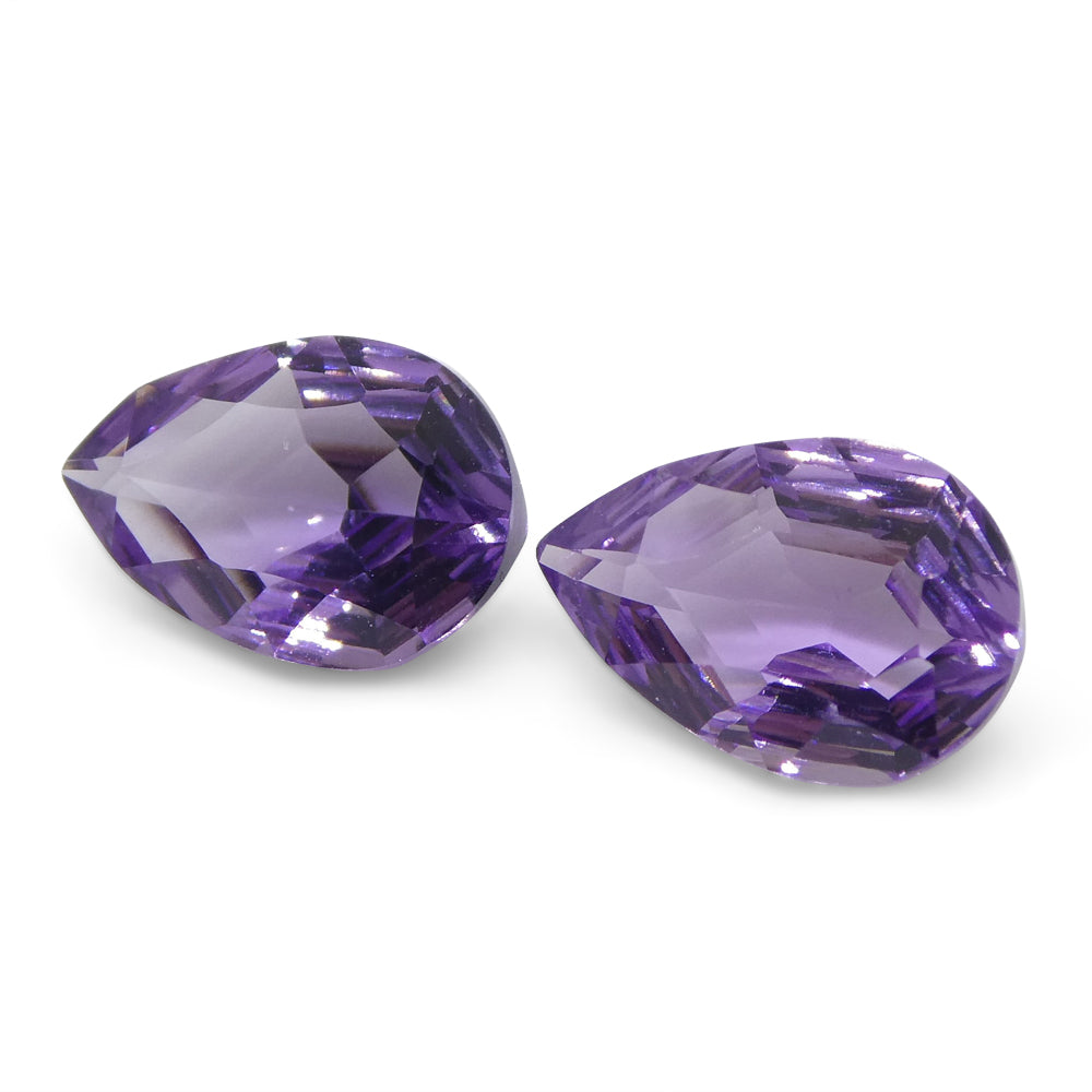 2.30ct Pear Amethyst 'Bridget' Fantasy/Fancy Cut Pair - Skyjems Wholesale Gemstones