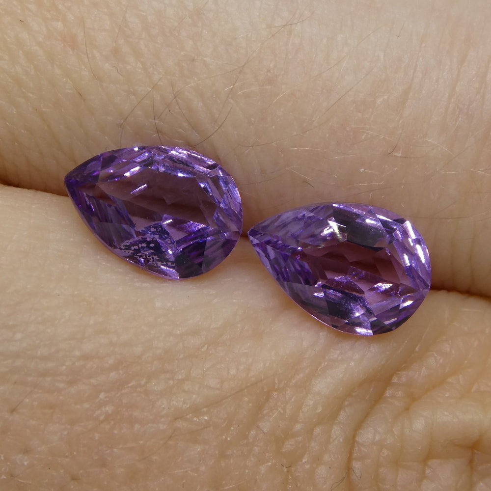 2.30ct Pear Amethyst 'Bridget' Fantasy/Fancy Cut Pair - Skyjems Wholesale Gemstones