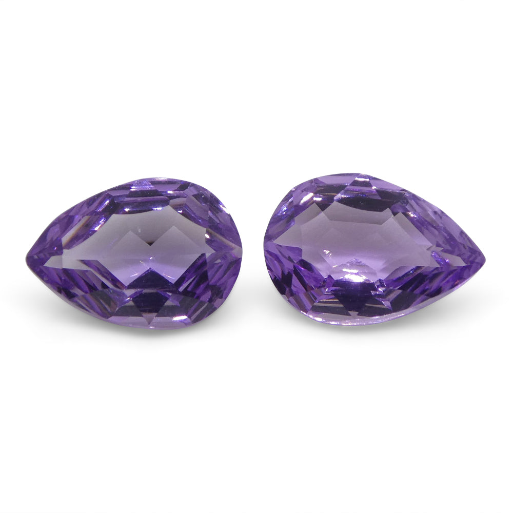 2.30ct Pear Amethyst 'Bridget' Fantasy/Fancy Cut Pair - Skyjems Wholesale Gemstones