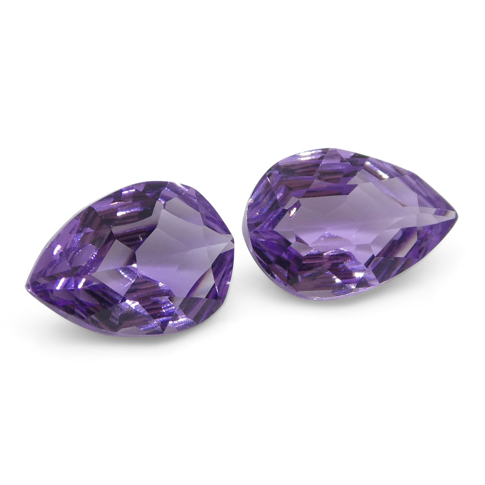 2.30ct Pear Amethyst 'Bridget' Fantasy/Fancy Cut Pair - Skyjems Wholesale Gemstones