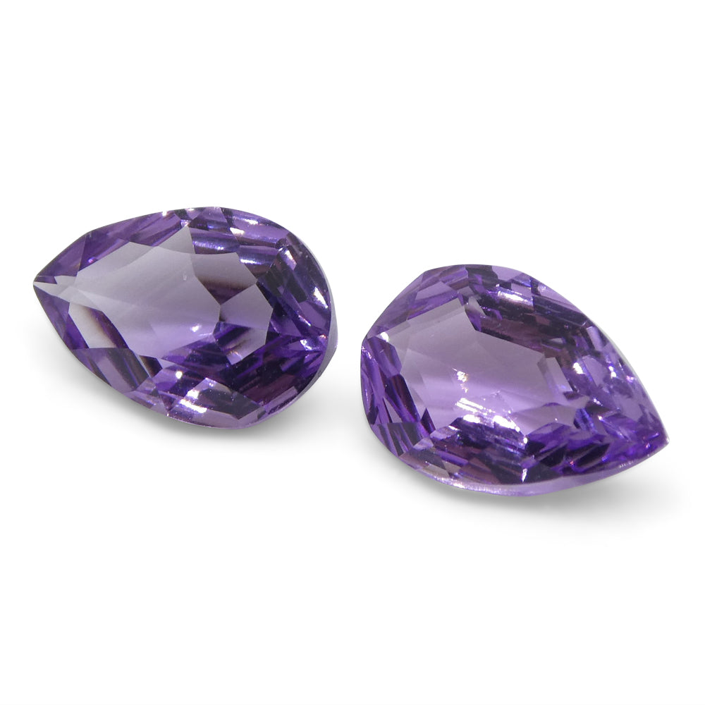 2.30ct Pear Amethyst 'Bridget' Fantasy/Fancy Cut Pair - Skyjems Wholesale Gemstones