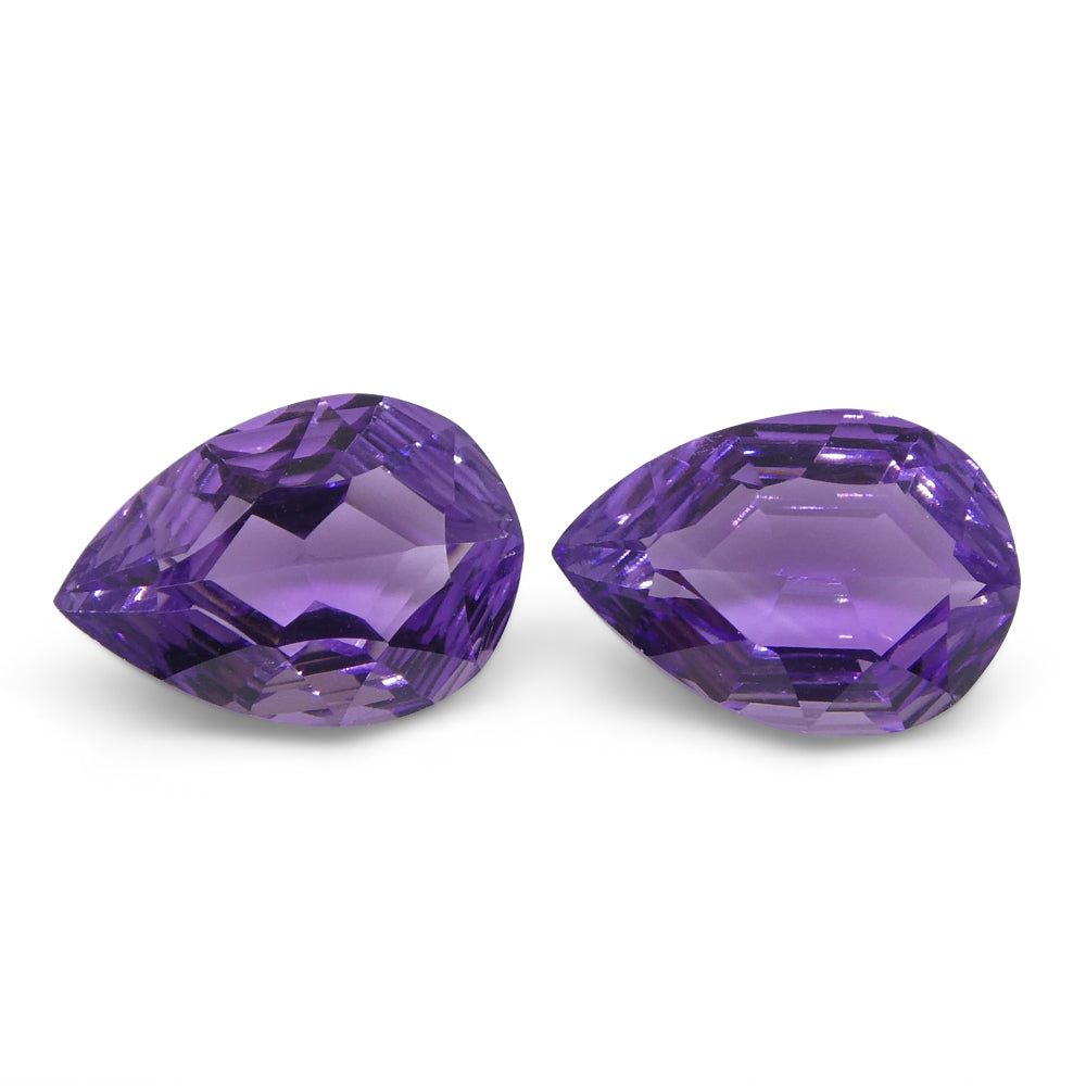 3.70ct Pear Amethyst 'Bridget' Fantasy/Fancy Cut Pair - Skyjems Wholesale Gemstones