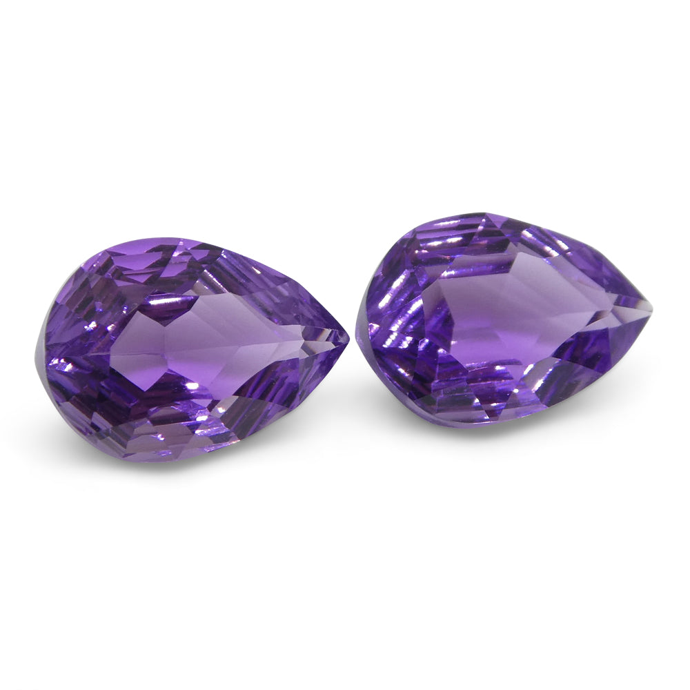 3.70ct Pear Amethyst 'Bridget' Fantasy/Fancy Cut Pair - Skyjems Wholesale Gemstones