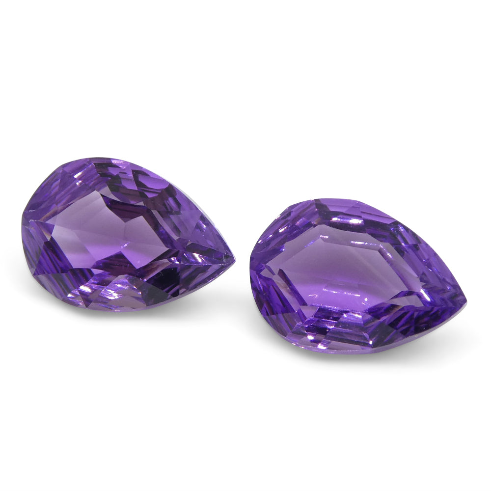 3.70ct Pear Amethyst 'Bridget' Fantasy/Fancy Cut Pair - Skyjems Wholesale Gemstones