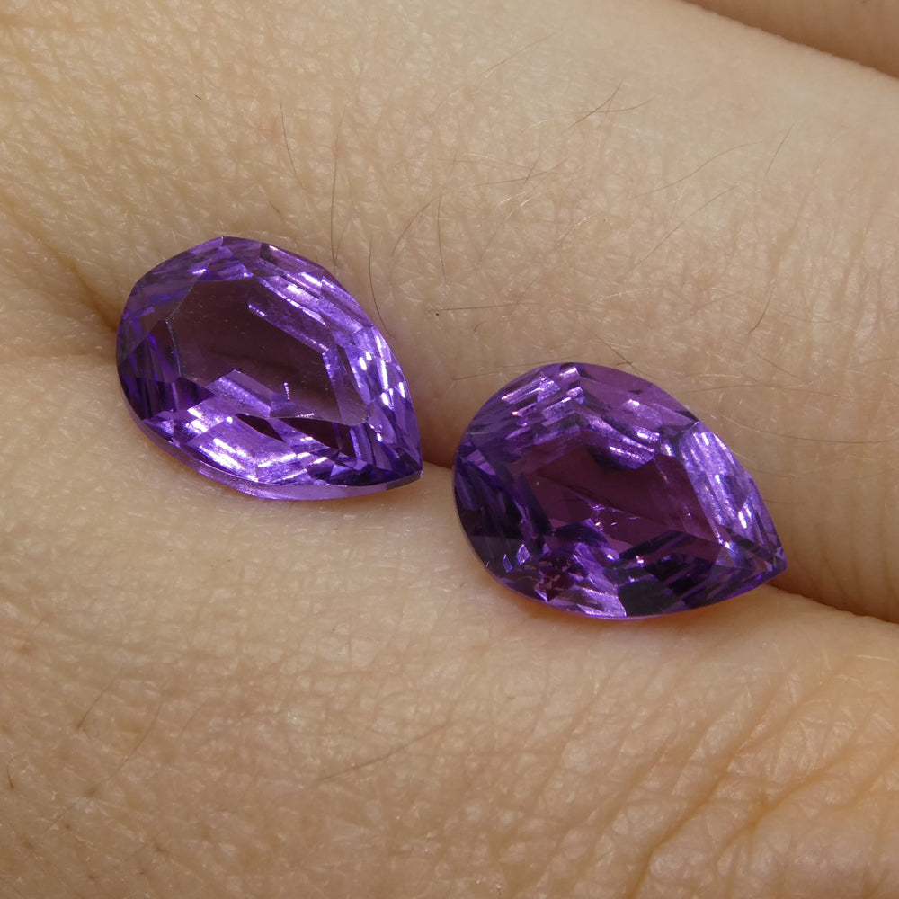 3.70ct Pear Amethyst 'Bridget' Fantasy/Fancy Cut Pair - Skyjems Wholesale Gemstones