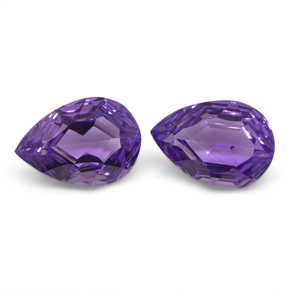 3.70ct Pear Amethyst 'Bridget' Fantasy/Fancy Cut Pair - Skyjems Wholesale Gemstones