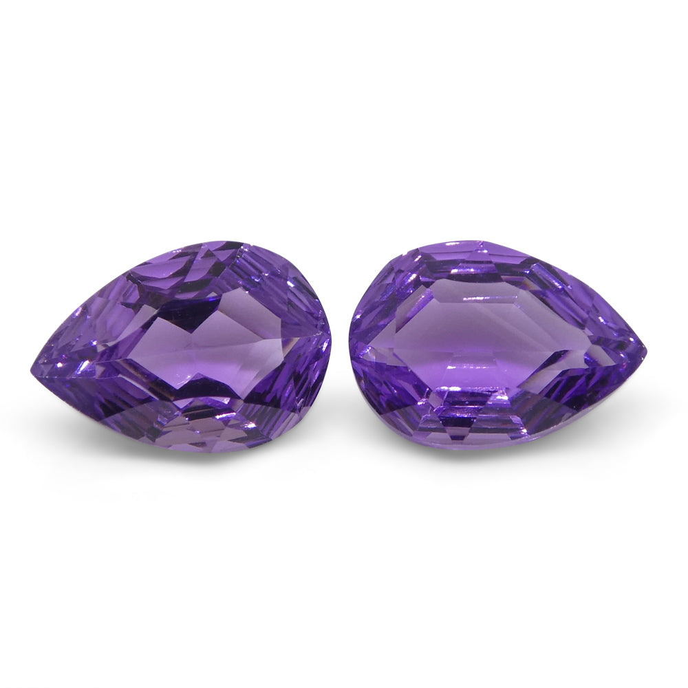 3.70ct Pear Amethyst 'Bridget' Fantasy/Fancy Cut Pair - Skyjems Wholesale Gemstones