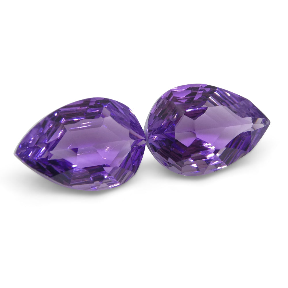 3.70ct Pear Amethyst 'Bridget' Fantasy/Fancy Cut Pair - Skyjems Wholesale Gemstones