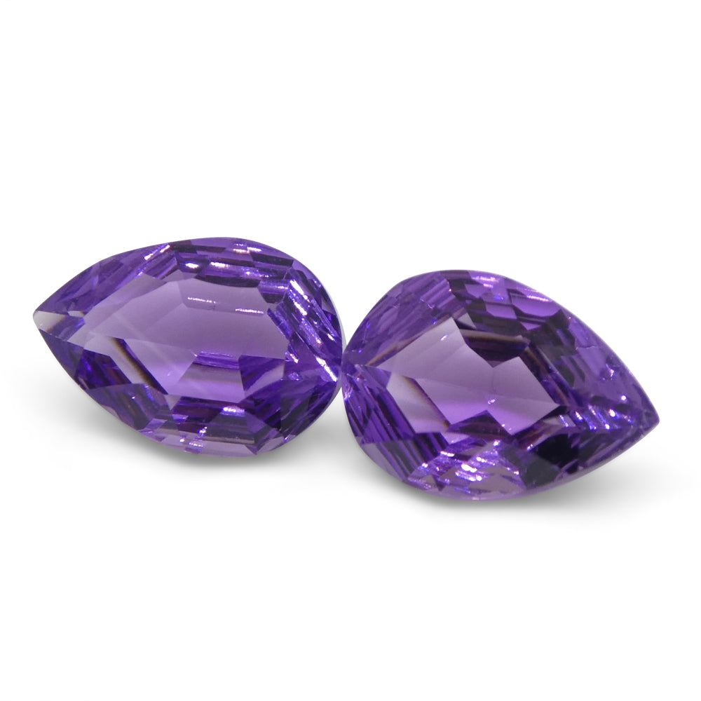 3.70ct Pear Amethyst 'Bridget' Fantasy/Fancy Cut Pair - Skyjems Wholesale Gemstones