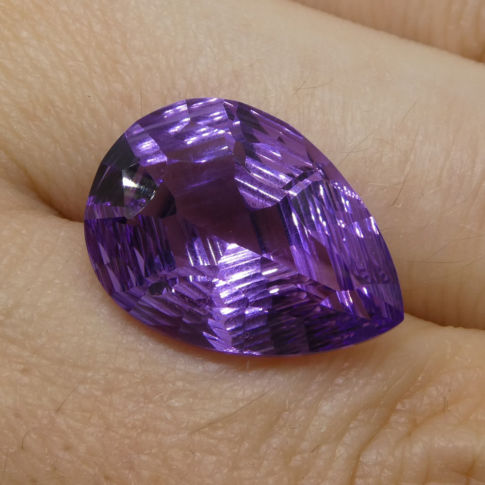 10ct Brazilian Purple Pear Amethyst Fantasy Cut Gemstone by SkyJems, Precision Crafted Collector's Luxury Stone