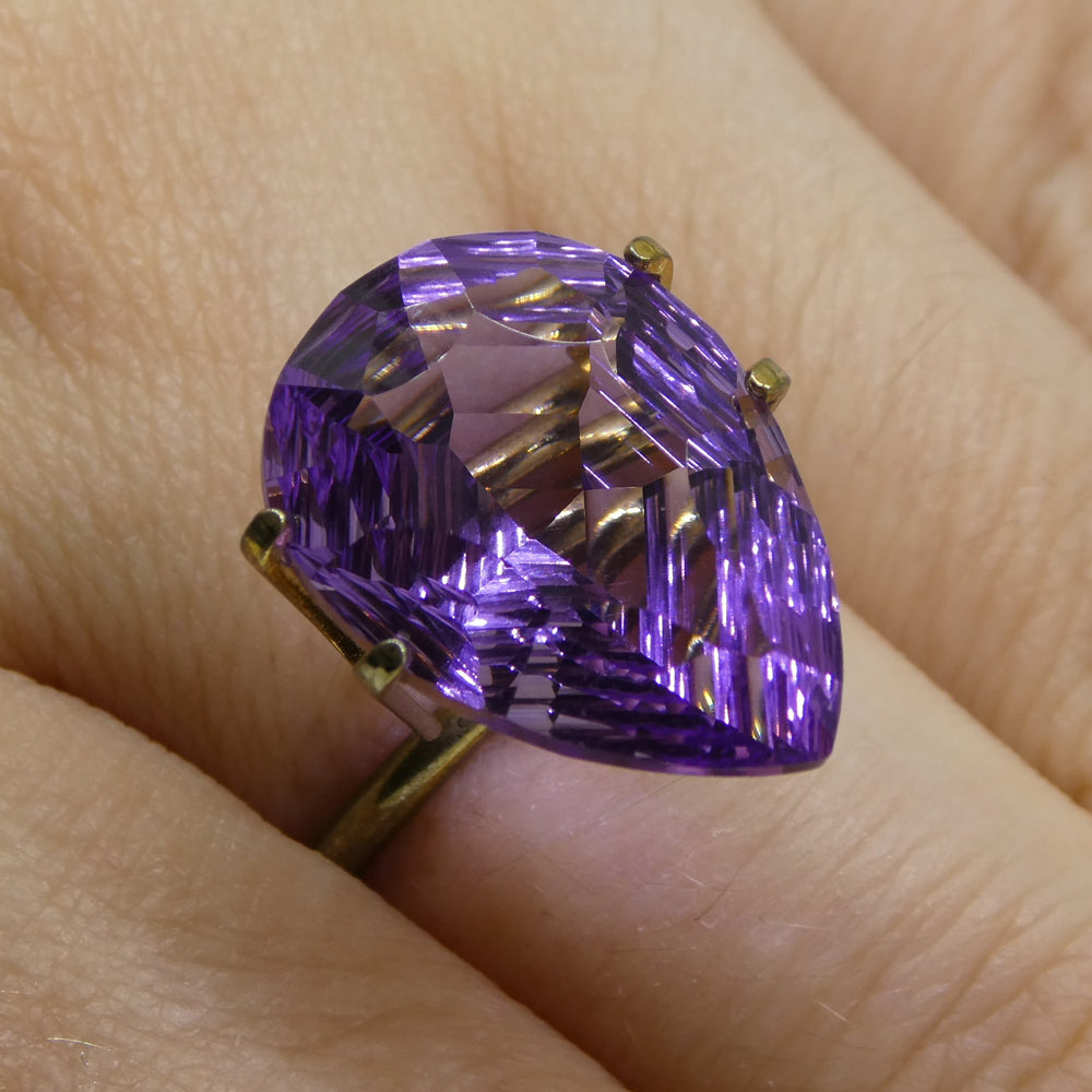 SkyJems 10ct Brazilian Pear Amethyst Fantasy Cut - Vivid Purple Precision Gemstone for Jewelry Collectors