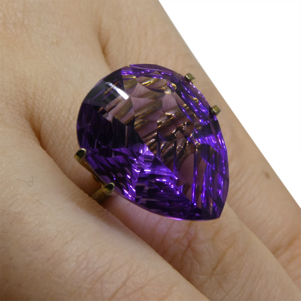 SkyJems 14ct Brazilian Purple Pear Amethyst Fancy Cut Gemstone - Precision Crafted Collector's Gem
