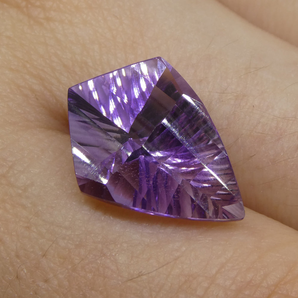 SkyJems 7ct Shield-Cut Purple Amethyst from Brazil, elegant trillion fantasy cut gemstone for fine jewelry