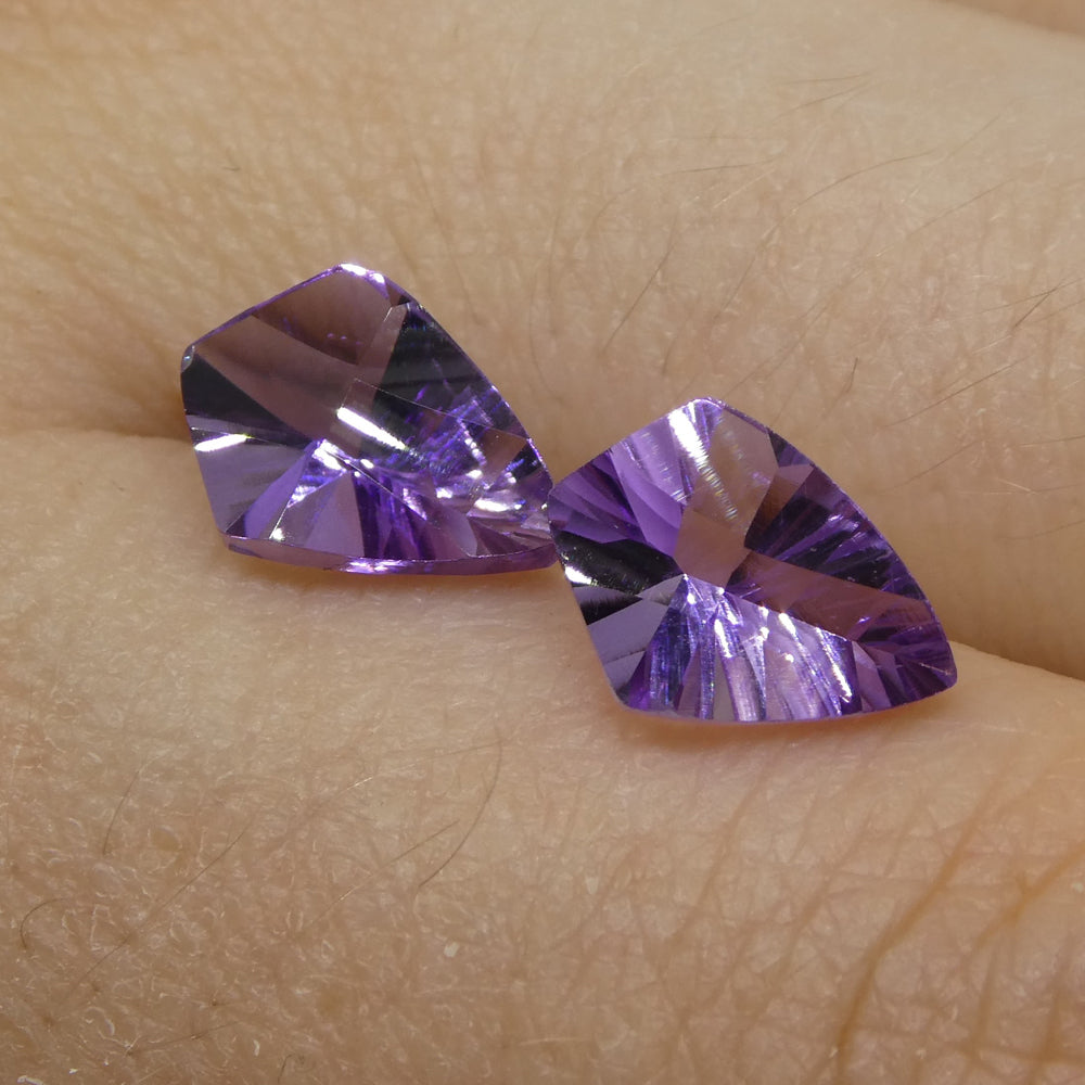 2.56ct Shield Amethyst 'Eleanor' Fantasy/Fancy Cut Pair - Skyjems Wholesale Gemstones