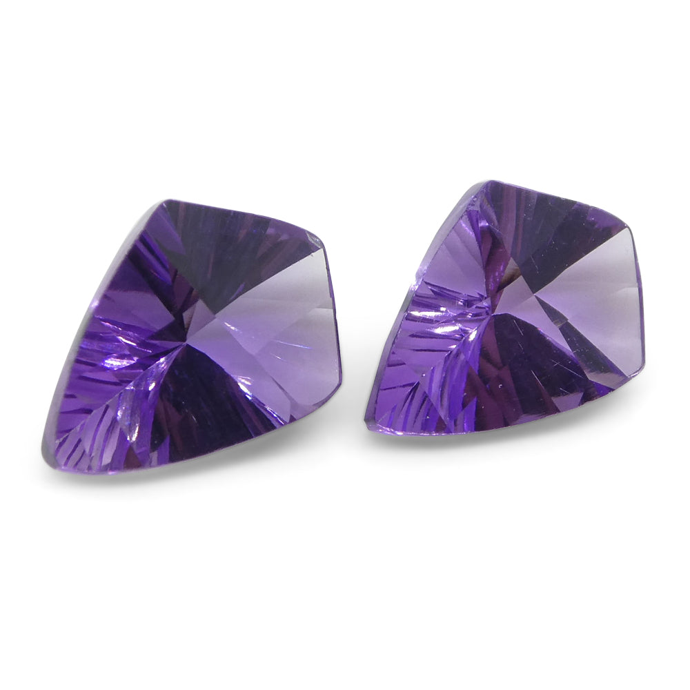 2.56ct Shield Amethyst 'Eleanor' Fantasy/Fancy Cut Pair - Skyjems Wholesale Gemstones