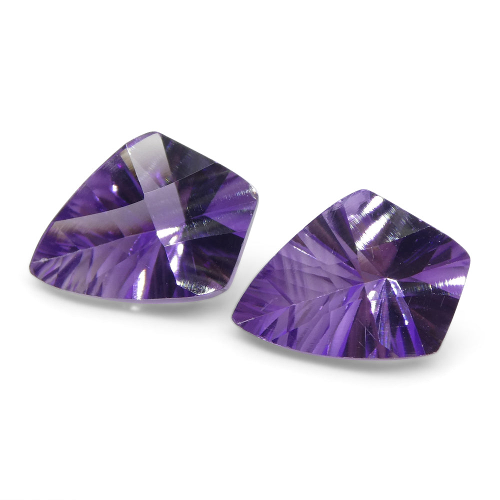 2.56ct Shield Amethyst 'Eleanor' Fantasy/Fancy Cut Pair - Skyjems Wholesale Gemstones