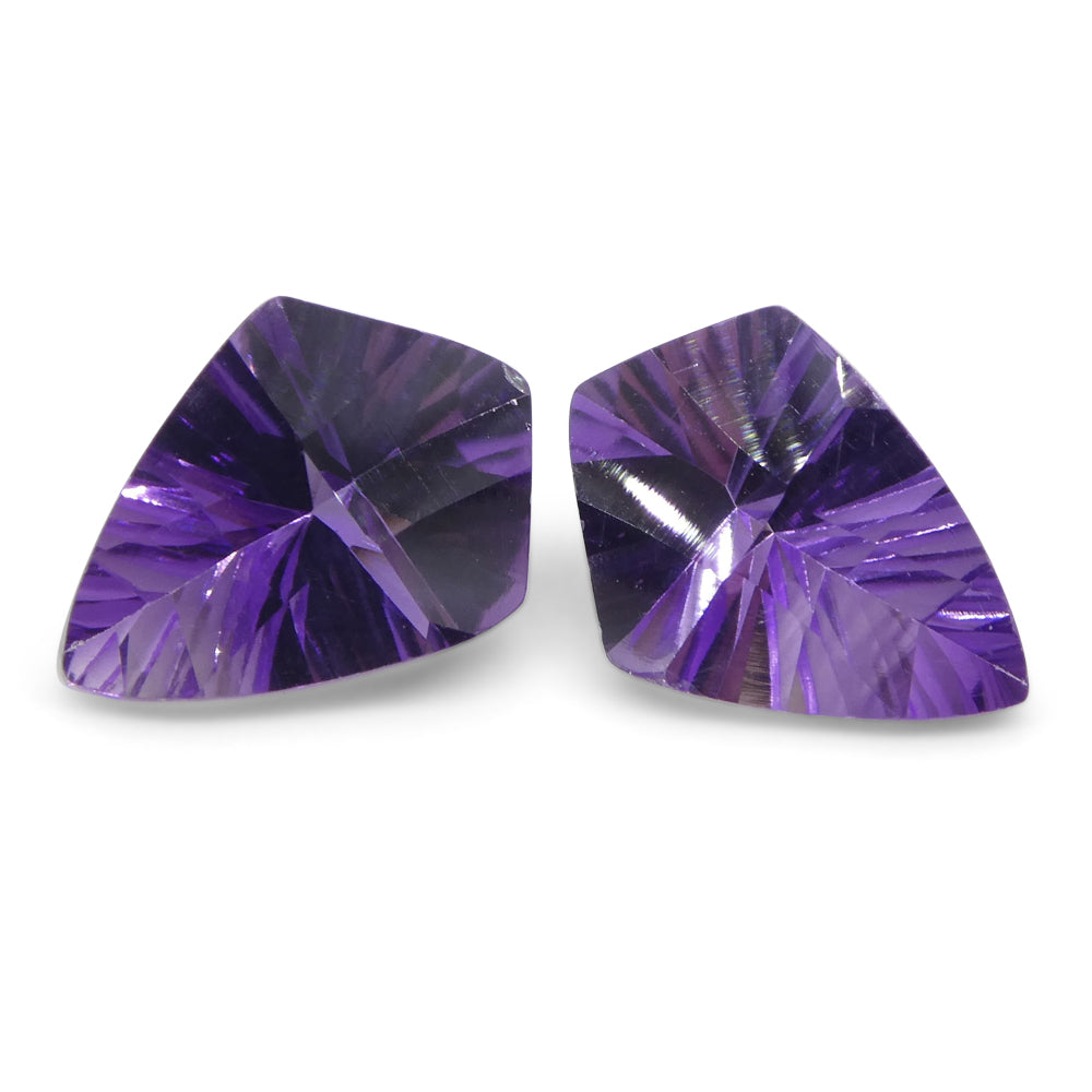 2.56ct Shield Amethyst 'Eleanor' Fantasy/Fancy Cut Pair - Skyjems Wholesale Gemstones