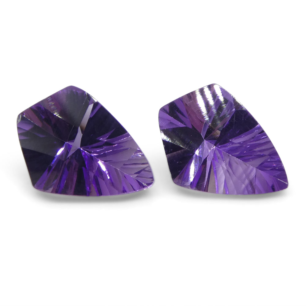 2.56ct Shield Amethyst 'Eleanor' Fantasy/Fancy Cut Pair - Skyjems Wholesale Gemstones