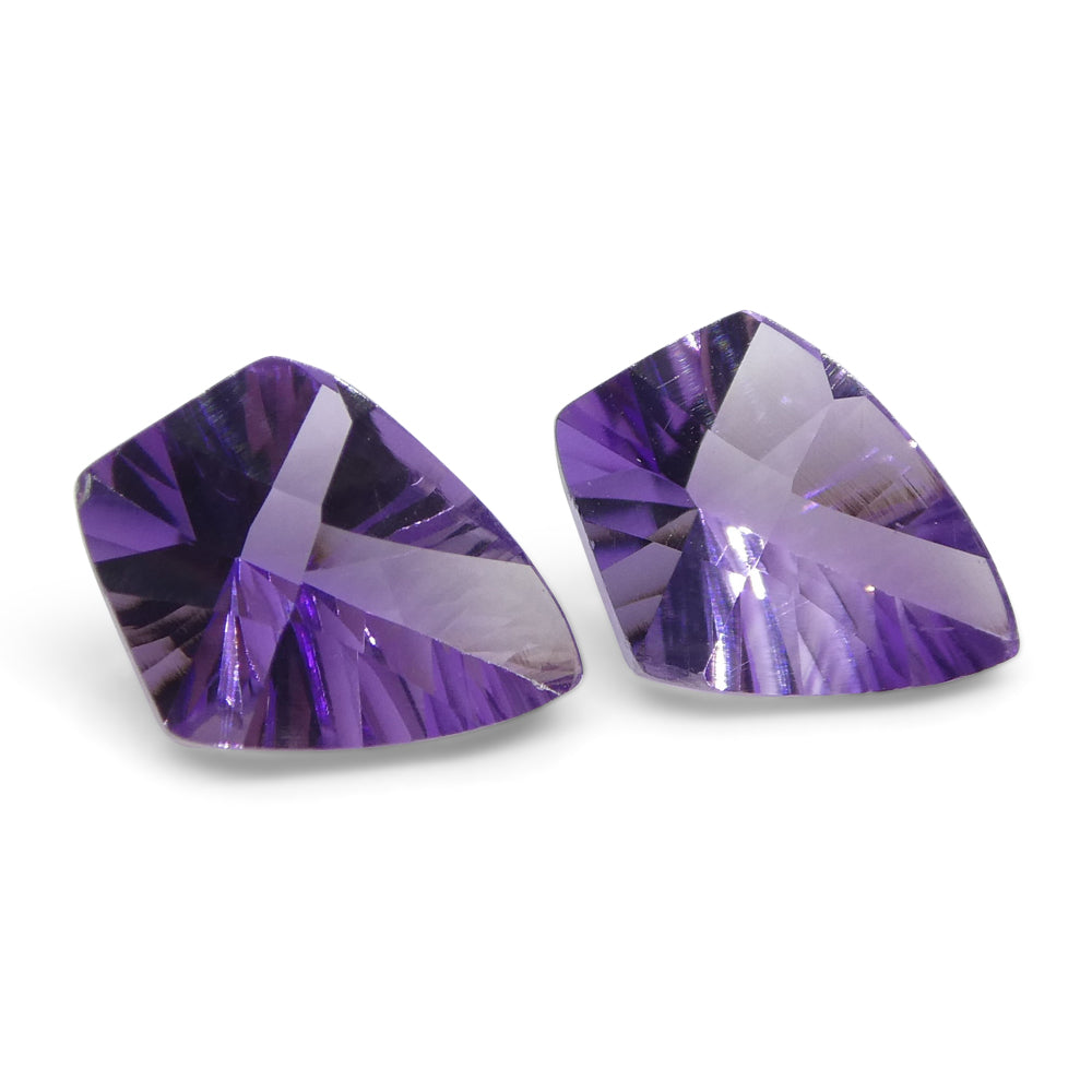 2.56ct Shield Amethyst 'Eleanor' Fantasy/Fancy Cut Pair - Skyjems Wholesale Gemstones