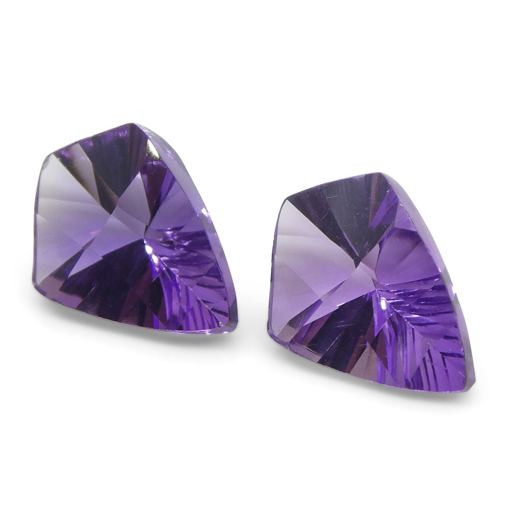 2.56ct Shield Amethyst 'Eleanor' Fantasy/Fancy Cut Pair - Skyjems Wholesale Gemstones