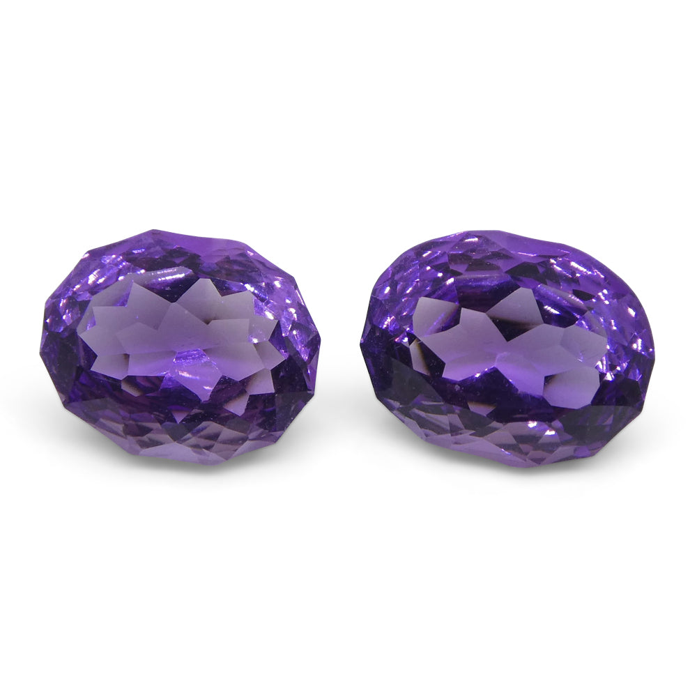 SkyJems 14ct Brazilian Purple Oval Amethyst Ruth Fantasy Cut Gemstone Pair Precision Wholesale