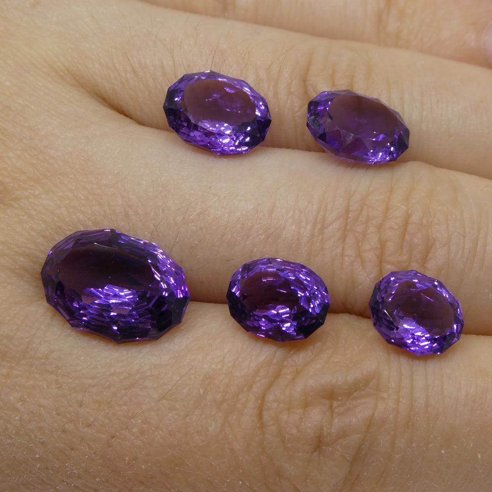 SkyJems 14ct Oval Purple Amethyst from Brazil, Fantasy/Fancy Cut Matching Gemstone Pair, Precision Wholesale Set