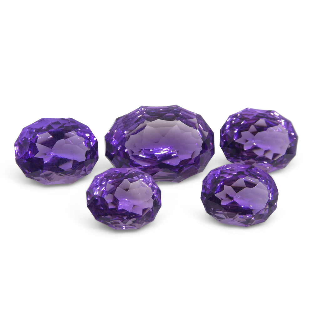 SkyJems 14ct Oval Purple Amethyst from Brazil, Precision Fantasy Cut Matching Gemstone Pair