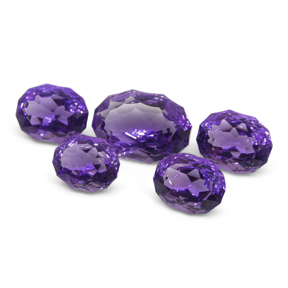 SkyJems 14ct Oval Purple Amethyst from Brazil, Fantasy/Fancy Cut Matching Gemstone Pair, Precision Wholesale Set