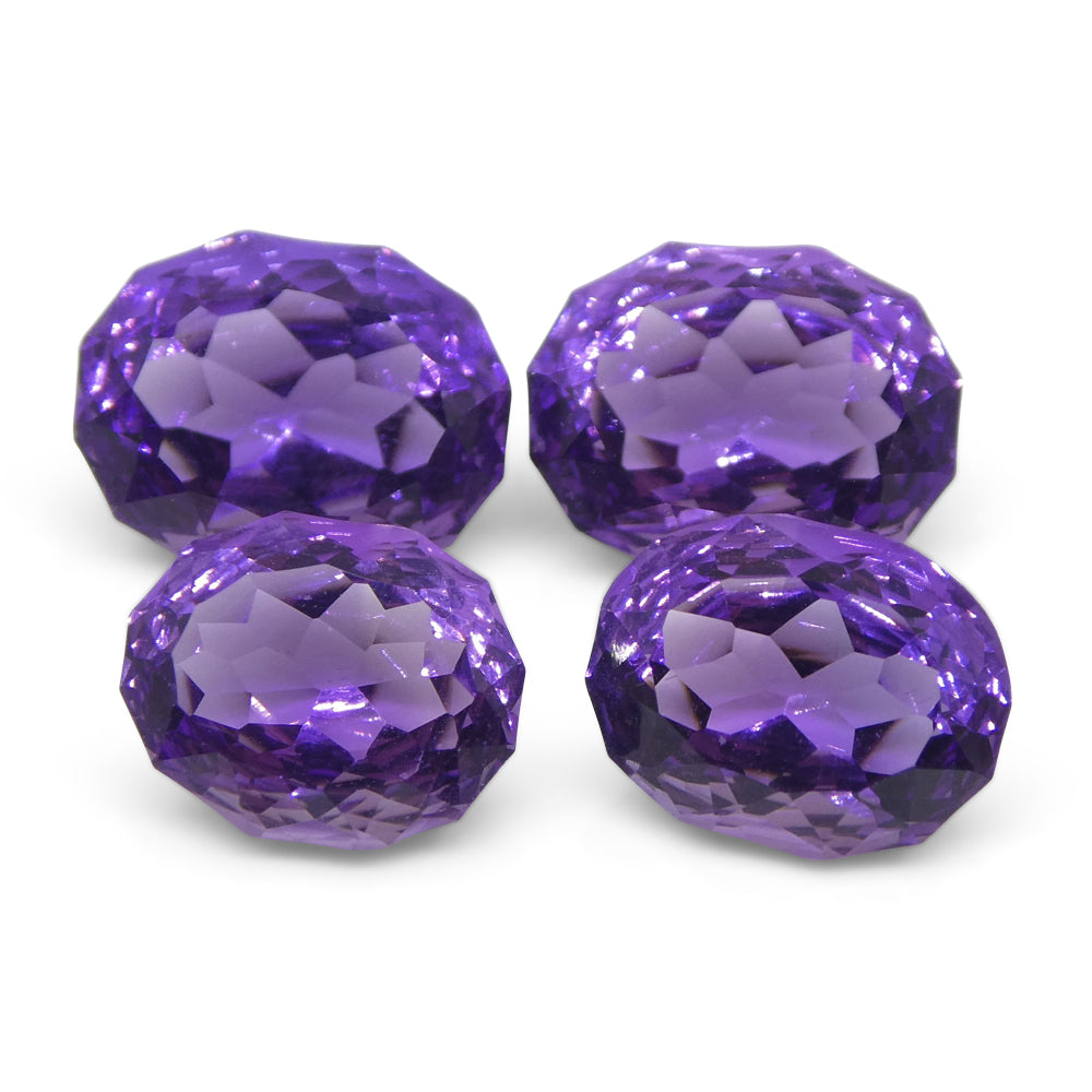 SkyJems 14ct Oval Purple Amethyst from Brazil, Precision Fantasy Cut Matching Gemstone Pair
