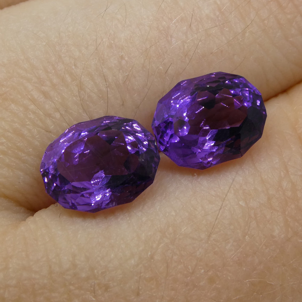 3.50ct Oval Amethyst 'Ruth' Fantasy/Fancy Cut Pair - Skyjems Wholesale Gemstones