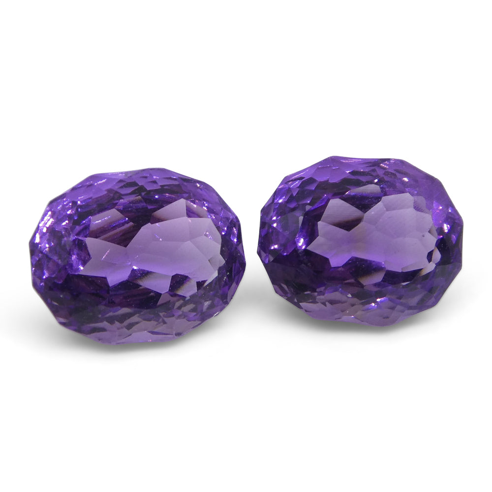 3.50ct Oval Amethyst 'Ruth' Fantasy/Fancy Cut Pair - Skyjems Wholesale Gemstones