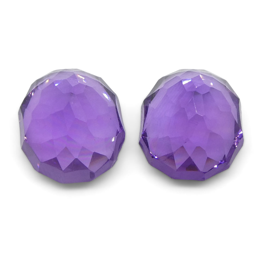 3.50ct Oval Amethyst 'Ruth' Fantasy/Fancy Cut Pair - Skyjems Wholesale Gemstones