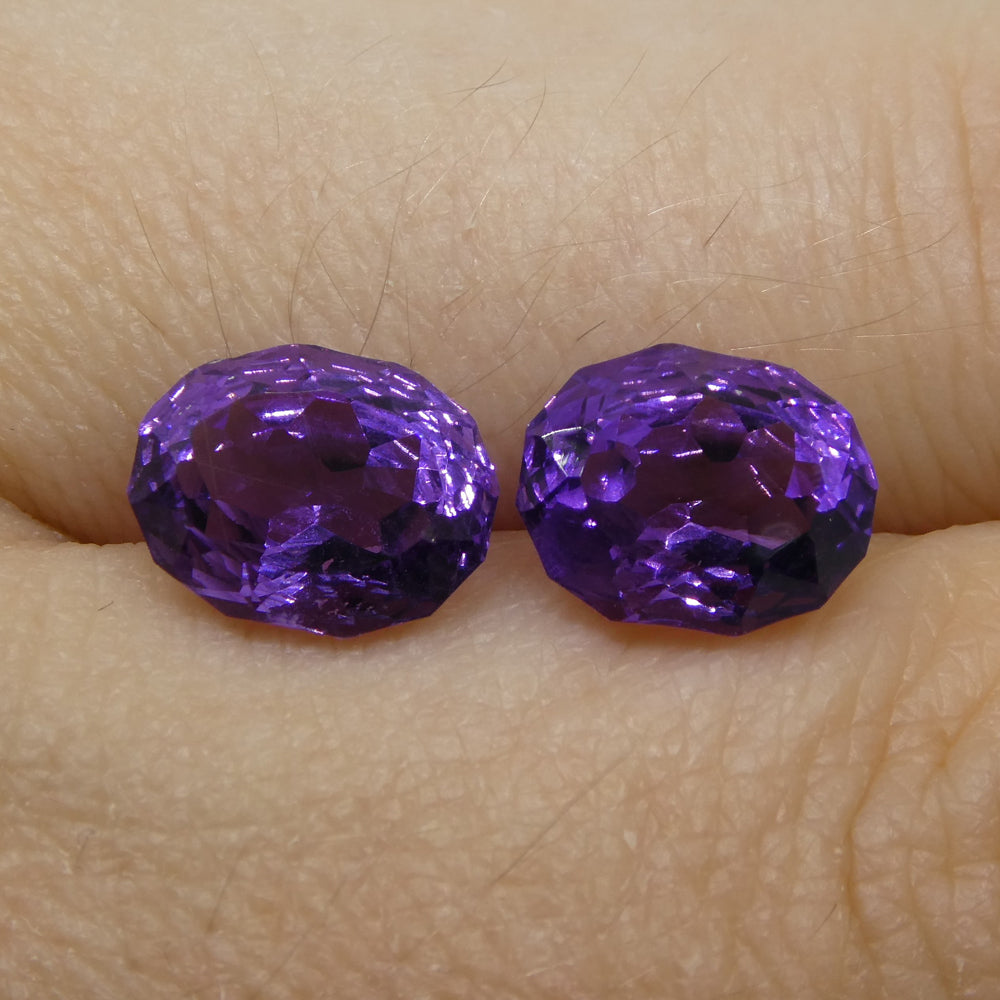 3.50ct Oval Amethyst 'Ruth' Fantasy/Fancy Cut Pair - Skyjems Wholesale Gemstones